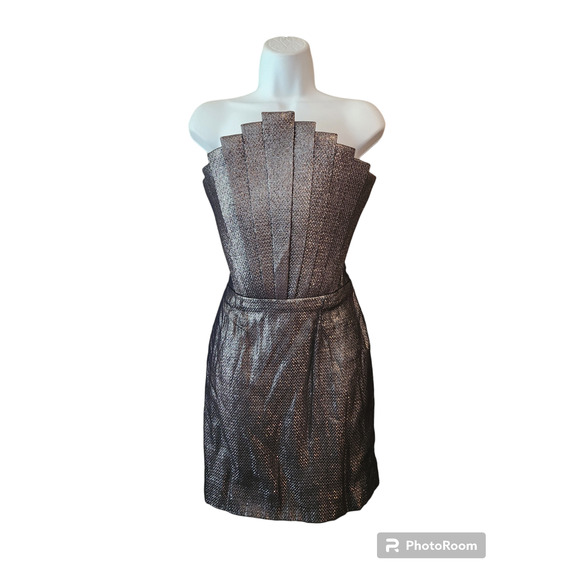 Rafael Cennamo Couture Strapless Iridescent Gray Bustier Dress S - Picture 2 of 11